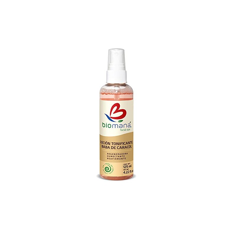 Biomaná Loción Tonificante Facial Baba de Caracol, Humectante, 125 ml.