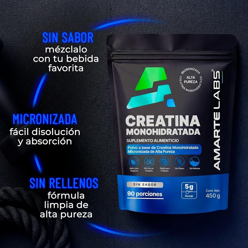 AMARTE LABS Pure Micronized Creatine Monohydrate Powder, Unflavored Strength &