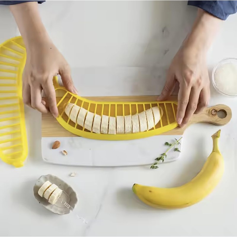 2-Pack... Banana Slicer Kitchen Tool, Plastic Fruit Cutter, Fruit Cutter,
