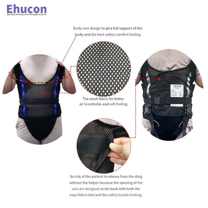 Ehucon Comfort Padded Patient Lift Walking Sling,500lbs Safety Loading Weight,Medical