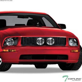 Glossy Black Honeycomb Mesh Hood Bumper Grill Grille Guard With Fog Lights Hole Compatible With 05-09 Ford Mustang GT