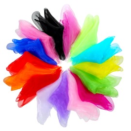 Prasacco 60 Pcs Dance Scarves, 24 x 24 Inches Juggling Scarves 15 Colors Square Juggling Scarf Props Nylon Movement Scarf for Children's Performance and Dance Props