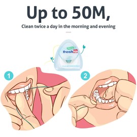 Premium Dental Floss Mint Flavour 50 Metre Strong, Vegan Floss Best for Gingivitis Gum Disease Treatment, Bleeding Gums, Bad Breath Relief & Teeth Cleaning Hygienist Care- Pack (1)
