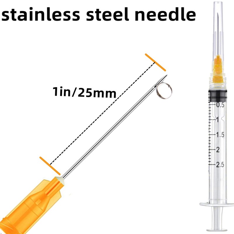 15 Pack 2.5ml 25Ga Plastic Syringe with Measurement for Scientific