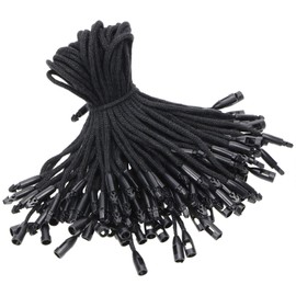 Tupalizy 7.5inch Cotton Hang Tag Strings Gift Clothing Price Tag String Hanging Rope Snap Lock Pin Loop Fastener Hook Ties for Apparel Shoes Bags Luggage Label Attachment, 120PCS (Black)