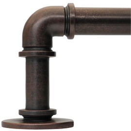 WORLD RODS Industrial Curtain Rods 18 to 144 in,Blackout Curtain Rod,Adjustable Length,1 in Diameter Pipe,with Aluminium Finials (Antique Red Bronze,18” to 144”)