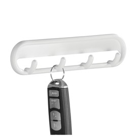 iDesign Self-Adhesive Key Rack Organizer for Entryway, Kitchen - 4 Hooks, White
