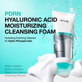 ANUA PDRN Hyaluronic Acid Moisturizing Cleansing Foam, Daily Gentle Face Wash for Dry Skin, Hydrating Facial Cleanser with PDRN, Barrier Repair & Glass Skin, Korean Skincare, 5.07 fl oz.
