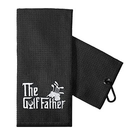 TOUNER Funny Golf Towel Gift for Dad, Funny Golf Towel for Men, Retirement Gifts for Men Golfer, Embroidered Golf Towels for Golf Bags with Clip (The Golf Father)