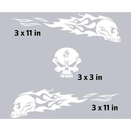 Wild Dingos LLC G0005 - Flame Ghost Skull Decal Kit Golf Cart, ATV, RC Truck, UTV, Motorcycle, Helmet (White)