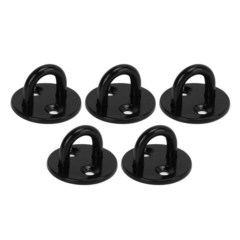 5Pcs Eye Plate Thickened Black Stainless Steel Enhanced Load Bearing