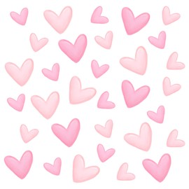80 Pcs Pink Heart Wall Decals Romantic Love Wall Stickers DIY Removable Heart Walls Stickers PVC Girls Room Decoration for Anniversary Bedroom Living Room Art Home Decorations