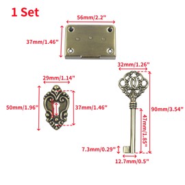 Oedema Antique Brass Flush Mount Cabinet Door Lock with Key Vintage Lock and Key for Furniture Doors and Drawers, Bronze