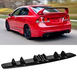 33” Universal Rear Bumper Lip Spoiler Shark Fins Spoiler Wing Lower Lip Diffuser Kit ABS Splitter, Glossy Black