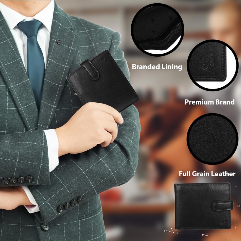 STARHIDE Mens RFID Blocking Slim Wallet Genuine VT Leather Billfold