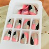24Pcs Glossy Pink Press on Nails Square Medium Full Cover