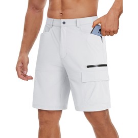TACVASEN Mens Shorts Quick Dry Cargo Shorts with Pockets Golf Shorts Lightweight Summer Waterproof Shorts White,40