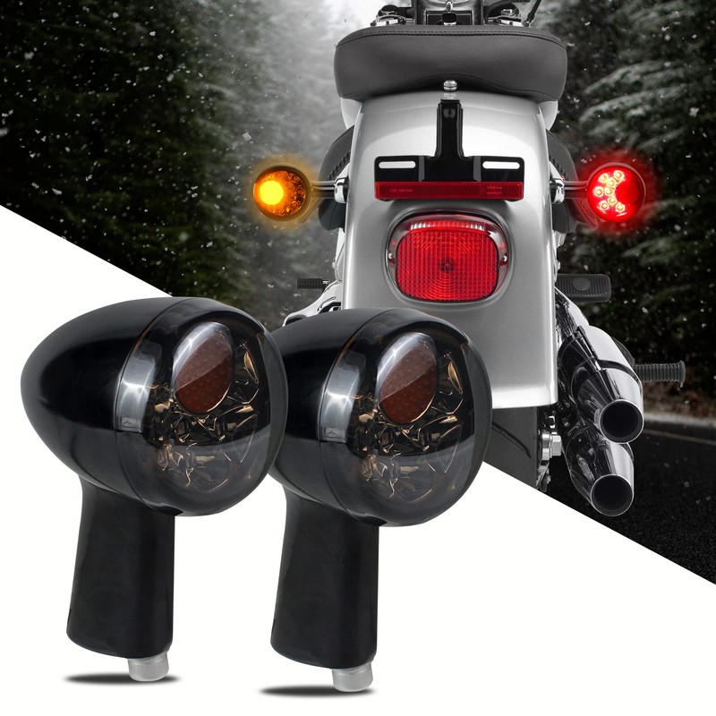 NTHREEAUTO Smoked Bullet LED Rear Turn Signals Integrated Brake Running