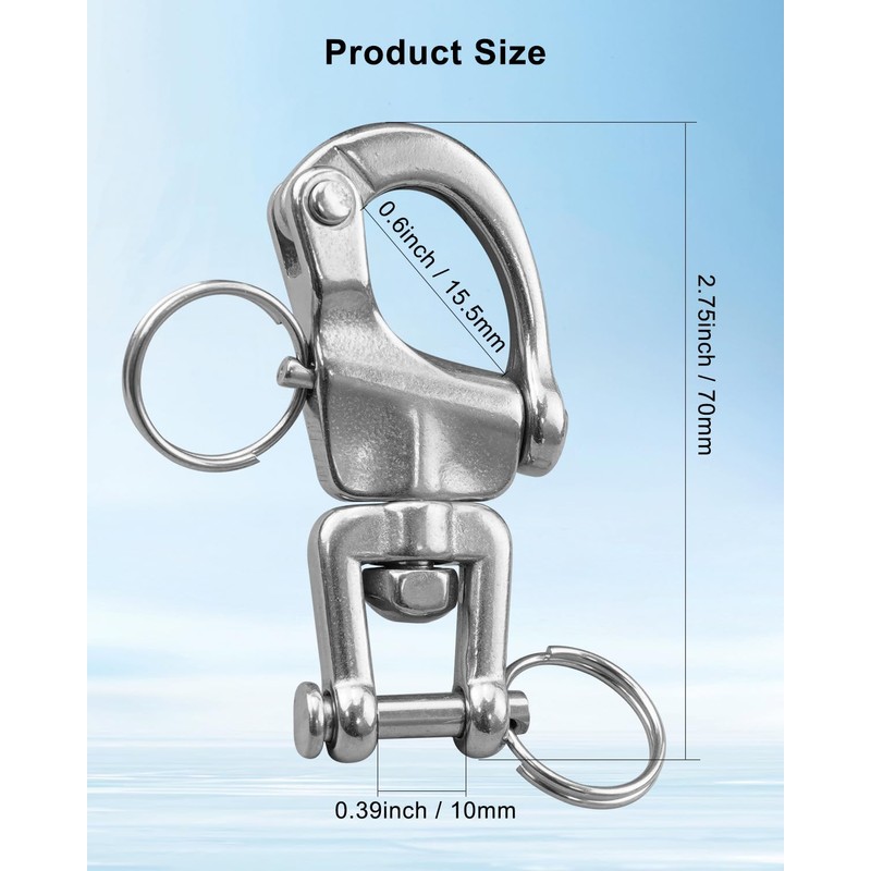 HZSIFU 4 PCS Snap Shackle 316 Stainless Steel, Swivel Jaw