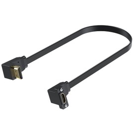 Poyiccot - Cable HDMI plano de 1 pie, cable HDMI 4K de 90 grados, cable de extensión HDMI de montaje en panel de 18 Gbps, HDMI macho en ángulo hacia arriba HDMI hembra, soporte para monitores Ethernet 3D 4K HDTV
