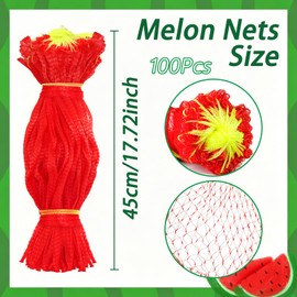 100Pcs Watermelon Nets,Melon Hammock Hanging Cantaloupes Support Net,Reusable Mesh Bags with Drawstring for Garden Fruits Vegetables Trellis Cradle,18 Inches