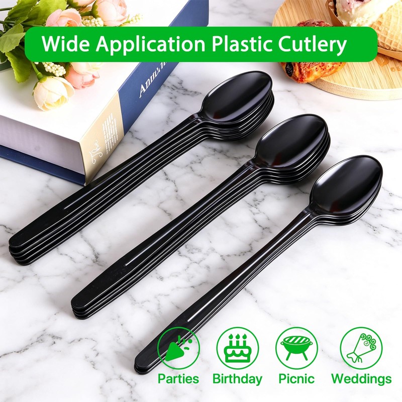 XJUULVC Long Spoon, 8.25" Disposable Plastic Ice Cream Spoons, 50Pcs