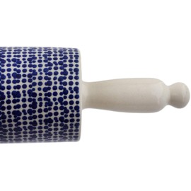 Polish Pottery 14¾-inch Rolling Pin (Spotted Garden Theme) Signature UNIKAT + Certificate of Authenticity
