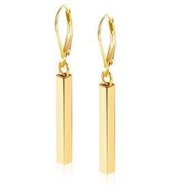 ALEXCRAFT Silver 925 Earrings Hanging Hoop Earrings Women's 14K Gold Small Earrings Lightweight Hanging Bar Earrings Pendant Earrings Jewellery Hoop Earrings Hanging Women's Jewellery Gifts, Silver,