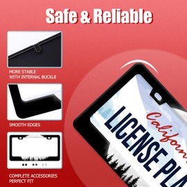 Full Moon Forest License Plate Frame License Plate Stainless Steel Rust-Proof Auto Parts Funny License Plate Cover Decorative with Screws Size 12.3" x 6.3" Men Women Youth