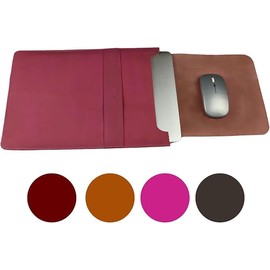 14” Leather MacBook Sleeve | Handcrafted Full-Grain Leather | Slim, Durable & Professional Laptop Case (Blood Red)
