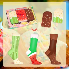 AGRIMONY Funny Doughnut Ice Socks Box - Funny Colourful Cool Gifts for Women Ladies Teenager Girls Mum - Funny Mother's Day Gift Easter Christmas Gift Ideas - Socks with Motif, icecream