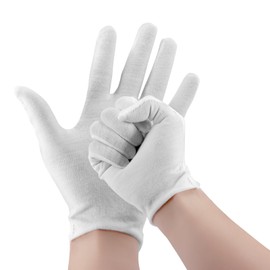 12 Pairs White Cotton Gloves White Gloves 100% Cotton for Kids and Adults Skin Care Eczema & Dry Hands