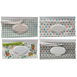 Reusable Eco Friendly Durable Portable Wet Wipe Pouch,Travel Wipes Dispenser Travel Wipes Bag Wipe Pouches Baby Wet Wipe Cases Set of 4