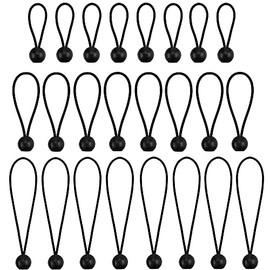 NODG 24 Pieces Ball Bungee 4,6,9 Inch Black Bungee Balls Heavy Duty Tarp Ball Bungee Cords Elastic String 4mm Thickness Tarp & Canopy Shock Cords for Camping, Tents, Cargo, Holding Wire