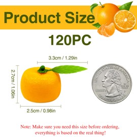 LAJTCXRCHY 120PCS Mini Artificial Orange Birthday Fake Fruit Model Realistic Artificial Fruits Simulation Orange Decorative Tangerine Lifelike Faux Fruit Fake Orange for Home Kitchen Table Decoration