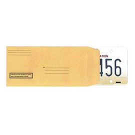 Printed License Plate Envelopes - Moist and Seal (100 Pre-Printed per Pack)