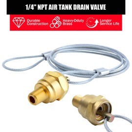 Vitonsbay Air Tank Drain Valve Plug Fitting 1/4" NPT with 60" Cable Valve, Air Compressor Drain Valve Cable, Semi Truck Trailer(2Pack)