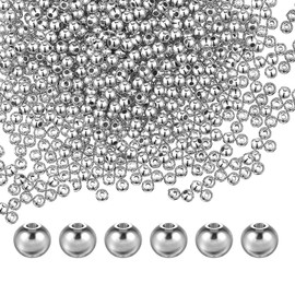 Beads Silver Pack of 2000 3 mm Smooth Round Spacer Beads for Jewellery Making Small Silver Round Spacer Beads with Hole