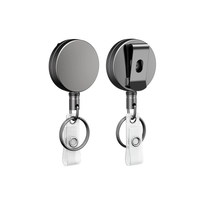 Pack of 3 Retractable ID Card Holder Key Reel, Key