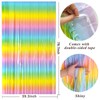 BOMSI Pastel Rainbow Foil Fringe Curtain Streamers Party Backdrop Foil