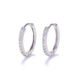 LuLiyLdJ 1 Pair Silver Earrings Cubic Zirconia Hoop Earrings Women's Gifts Women/Men Earrings Hoop Earrings Silver 12 mm, Sterling Silver