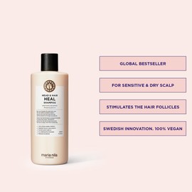 Maria Nila Head & Hair Heal, Soothing Shampoo for Dandruff/Dry & Itchy Scalp, Calming Aloe Vera & Piroctone Olamine Properties Moisturises/Soothes Scalp Preventing Flakes/Dandruff, 350 ml