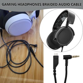 YINETTECH Gaming Earphones Woven with Nylon Replacement Audio Cable Length 2M Compatible with SteelSeries Arctis 3 Arctis Pro Arctis 5 Arctis 7 Arctis Prime Gaming Earphones