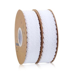 Nastro di pizzo bianco vintage, 2 rotoli di bordo bianco in pizzo, nastro per regali, larghezza nastro, in pizzo bianco, per matrimonio, cucito, fiori, confezioni regalo, 3 cm x 23 m, each)