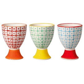 Bloomingville Carla Retro Egg Cups Diameter 5 x Height 7 cm Red Blue Green Ceramic Set of 3