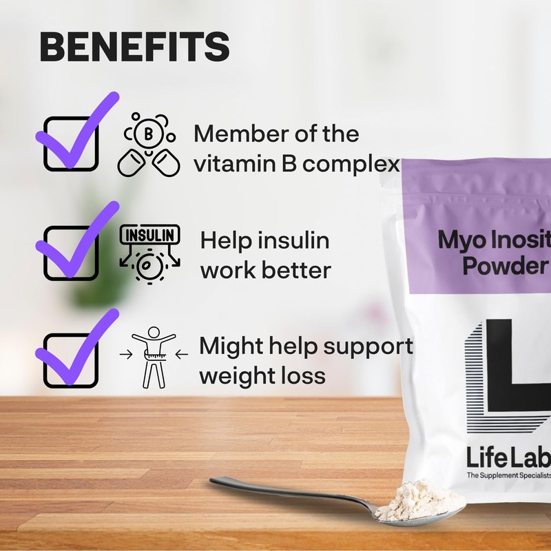 LifeLab Supplements Premium Myo-Inositol Powder, 100g - with 99.5% Purity,