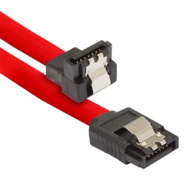 Poppstar 3x 0.5m S-ATA 3 HDD SSD cable with clip plug straight to 90 degree right-angle, up to 6 Gbps, red