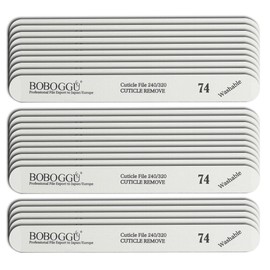 BOBOGGU 74 Korean Professional White Cuticle Nail Files 25PCS Double Sided Emery Board (240/320 Grit) Reusable Washable Durable Suitable for All Kinds of Nails, White Color, 240 grit Nail File
