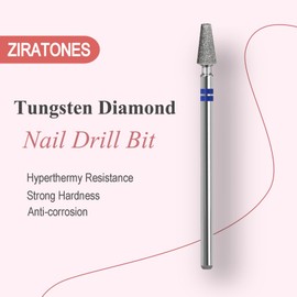 ZIRATONES Cuticle Nail Drill Bit, Pro Diamond Cuticle Bits for Nails Nail Buffer Bit Nail Trimer, Under Nail Cleaner Cuticle Remover Nail Prepare for Nail Salon Manicure(Tapered-Medium)