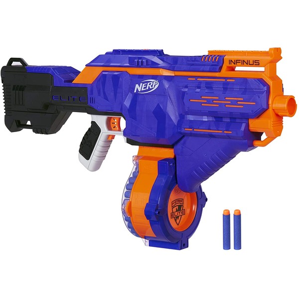 Infinus Nerf N-Strike Elite Toy Motorized Blaster with Speed-Load Technology, 30-Dart Drum, and 30 Official Nerf Elite Darts for Kids, Teens, and Adults